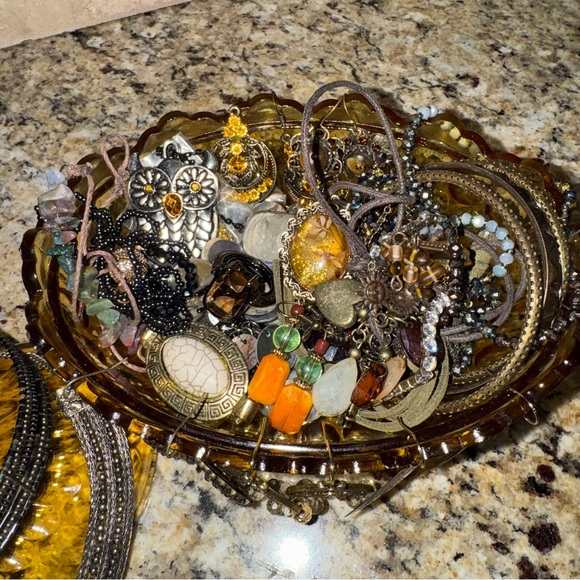 Vintage Fenton Amber Glass Candy Dish Mystery Jewelry Jar - Picture 5 of 7